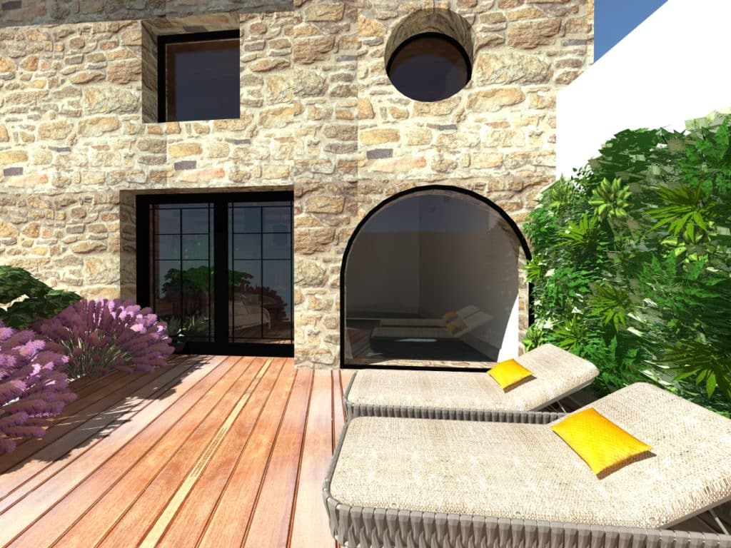Rénovation intérieur et extérieur avec piscine d'une ancienne maison de vignerons à Lansargues