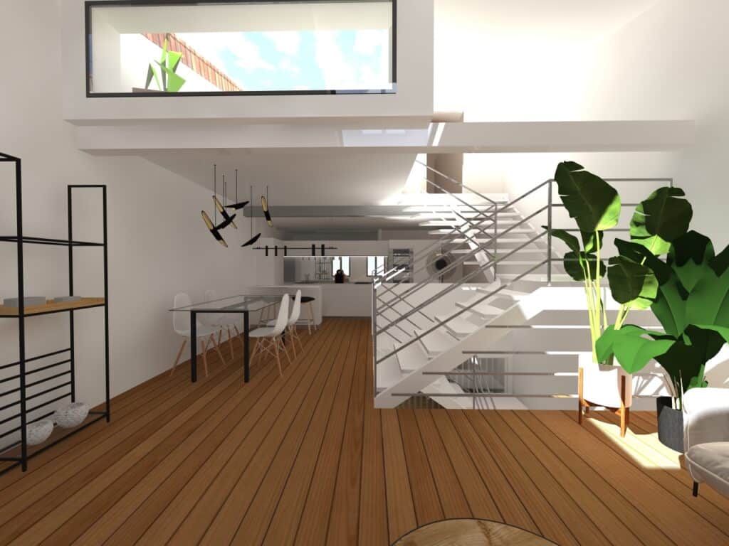 Rénovation intérieur vue 3D d'une maison de village