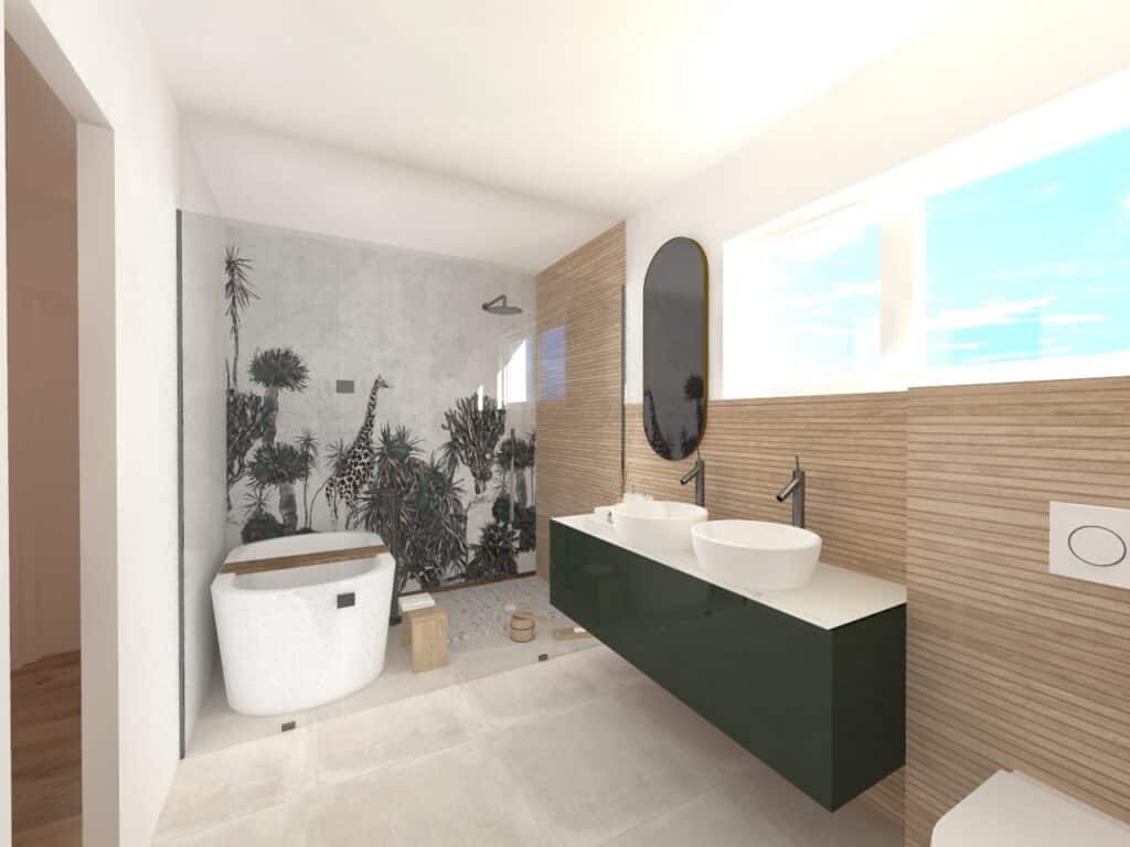 Vue 3D d'un projet de salle de bain