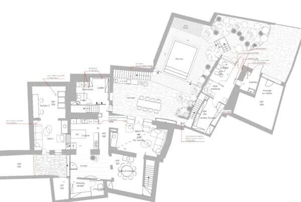 Plan aménagement restructuration intérieur extérieur